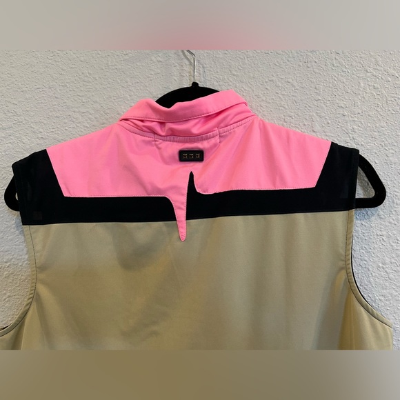 Jamie Sadock Beige paint drip Abstract Print Golf Top Size large Sleeveless - Picture 7 of 8